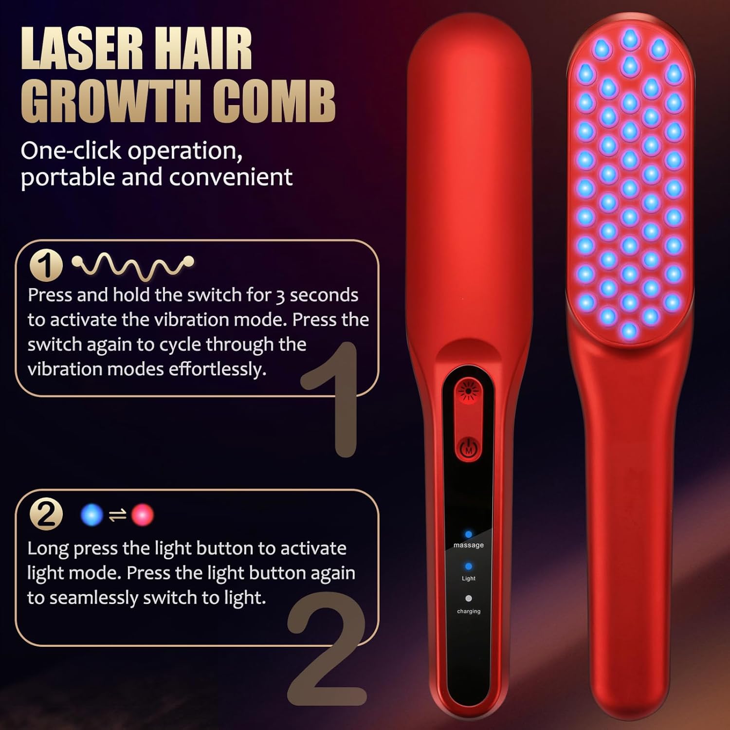 Laser Hair Growth Comb, Red Li - đánh giá và giá Hair Care Basic